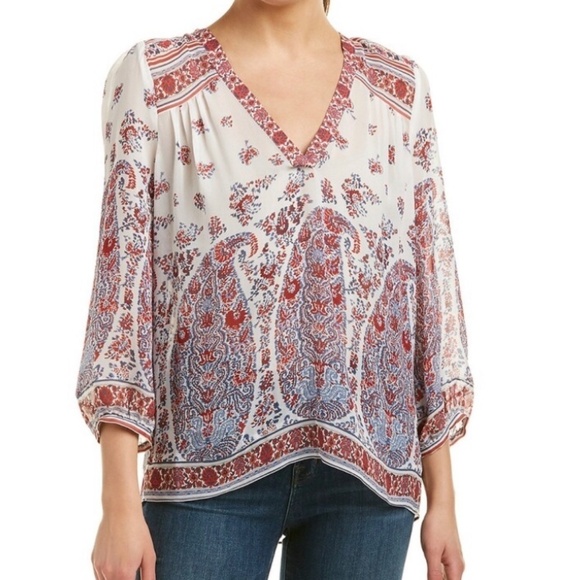 Joie | Fraizer Floral & Paisley Silk Boho Top Sz S - Picture 2 of 14